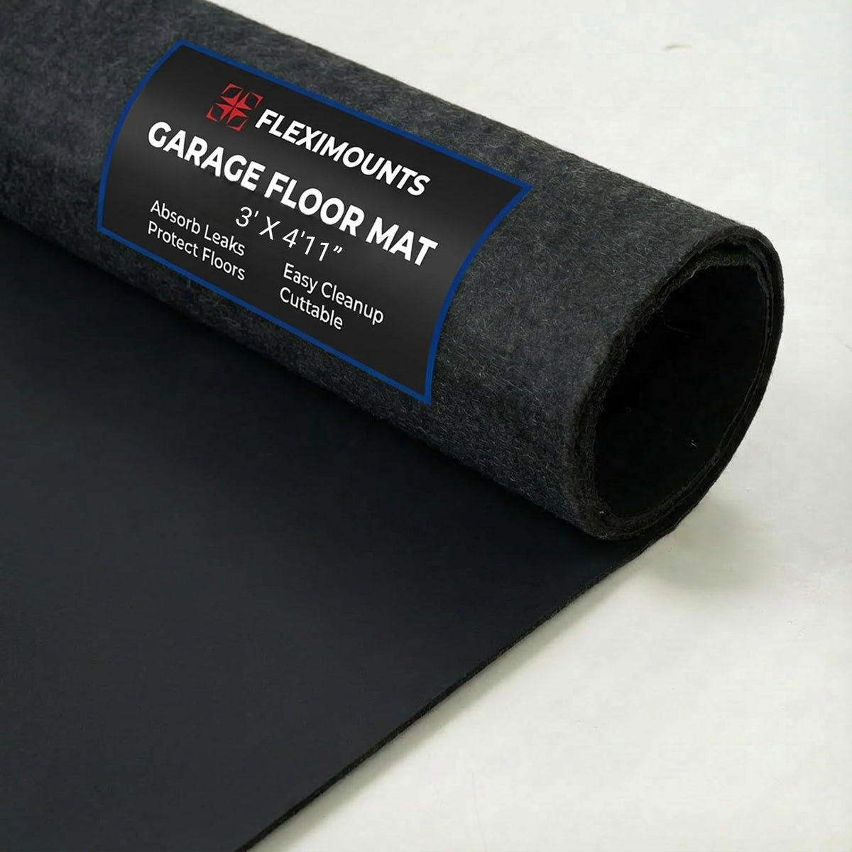 FLEXIMOUNTS 17x8 Ft Extra Large Garage Floor Mat - Waterproof Oil Absorbent Surface, Stay-in-Place Garage Flooring Roll for Under Car (Includes Double Sided Tape)
