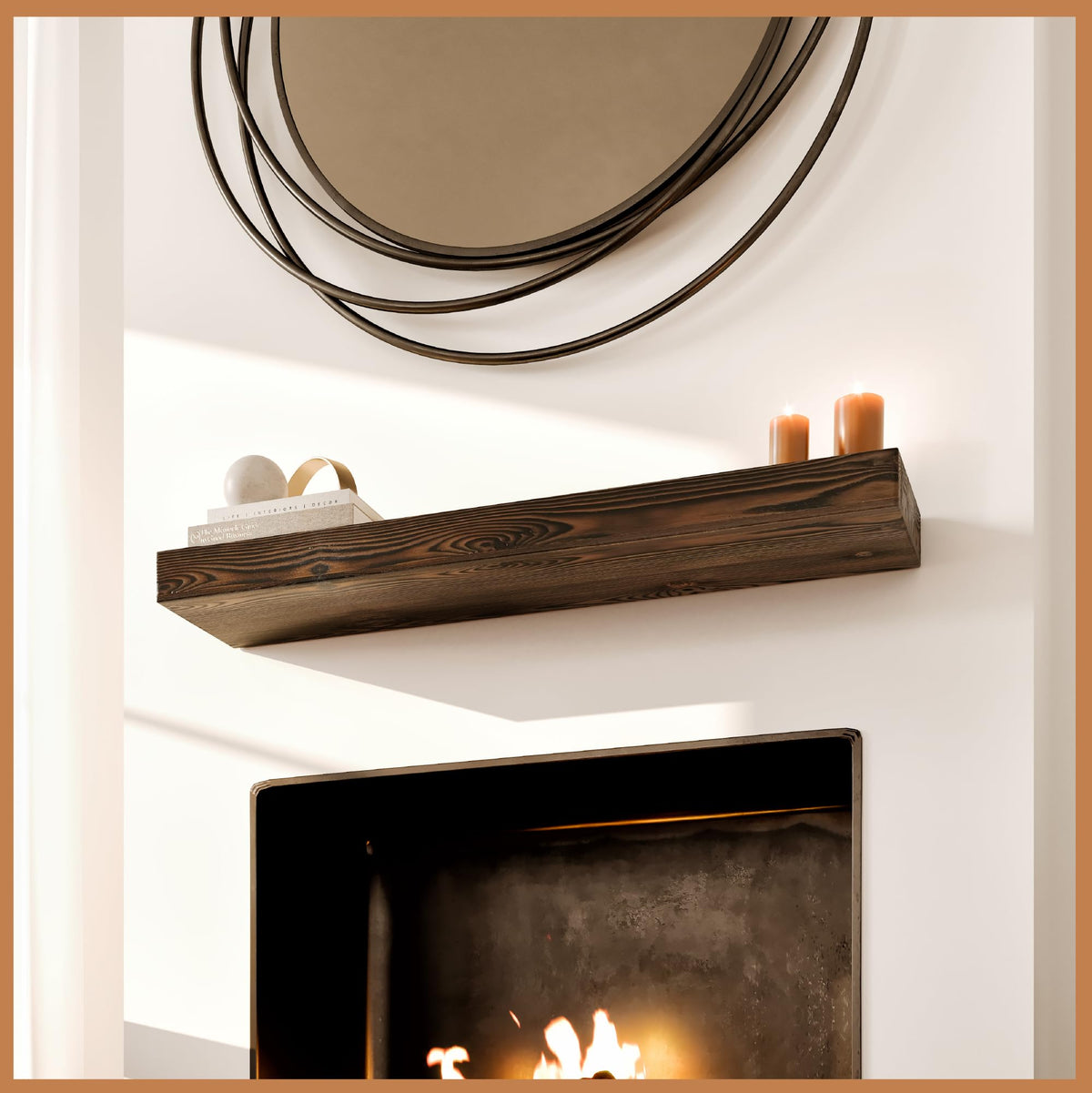 Avana Fireplace Mantel - Wall-Mounted Mantles for Over Fireplace - Farmhouse Fireplace Mantle Shelves - Handcrafted Wood Fireplace Mantels - Floating Mantel 72 Inches X 8 X 5 - Rustic Natural