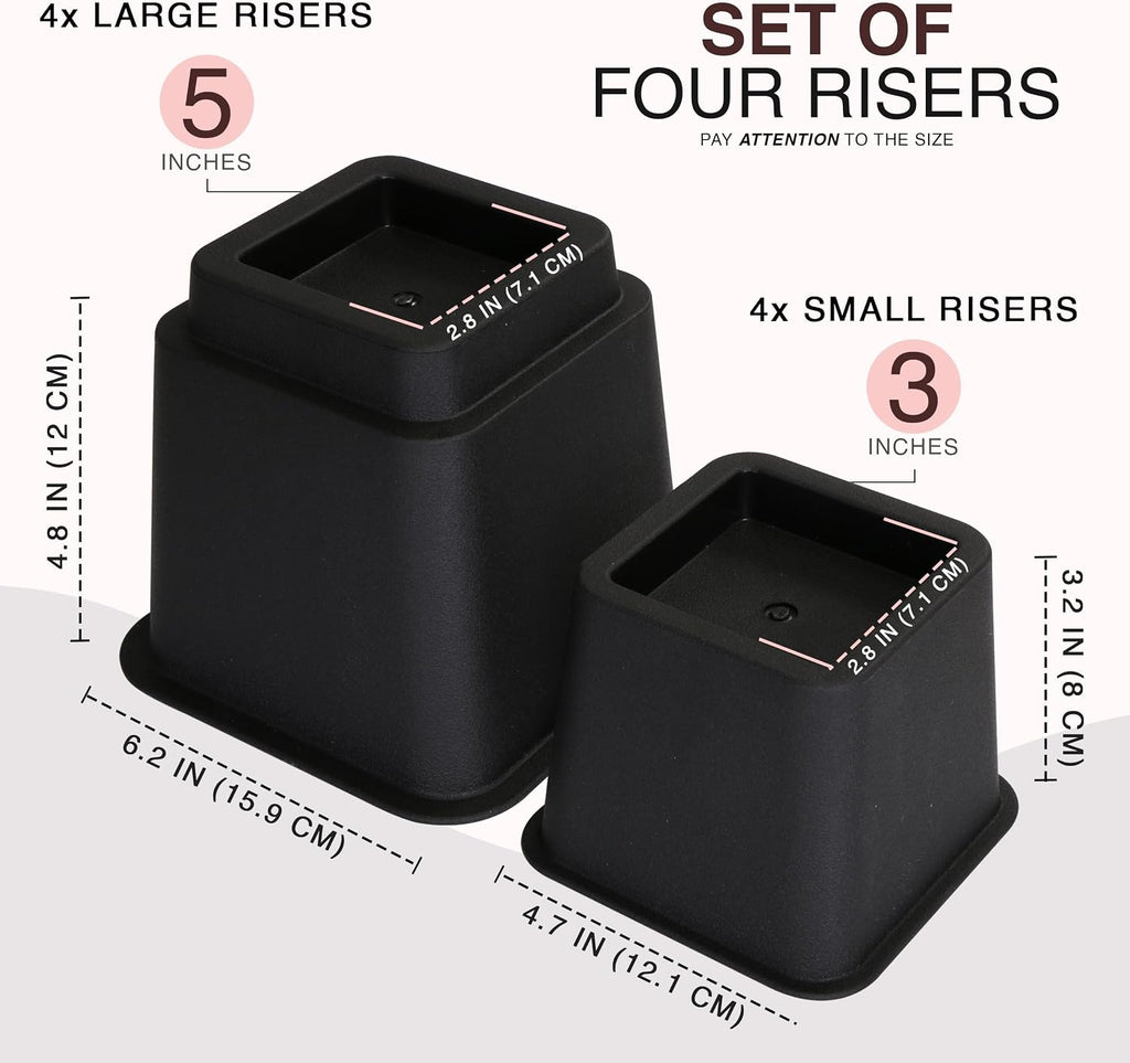 Utopia Bedding Adjustable Bed Risers 3 & 5 Inch, Black, 36-Pack