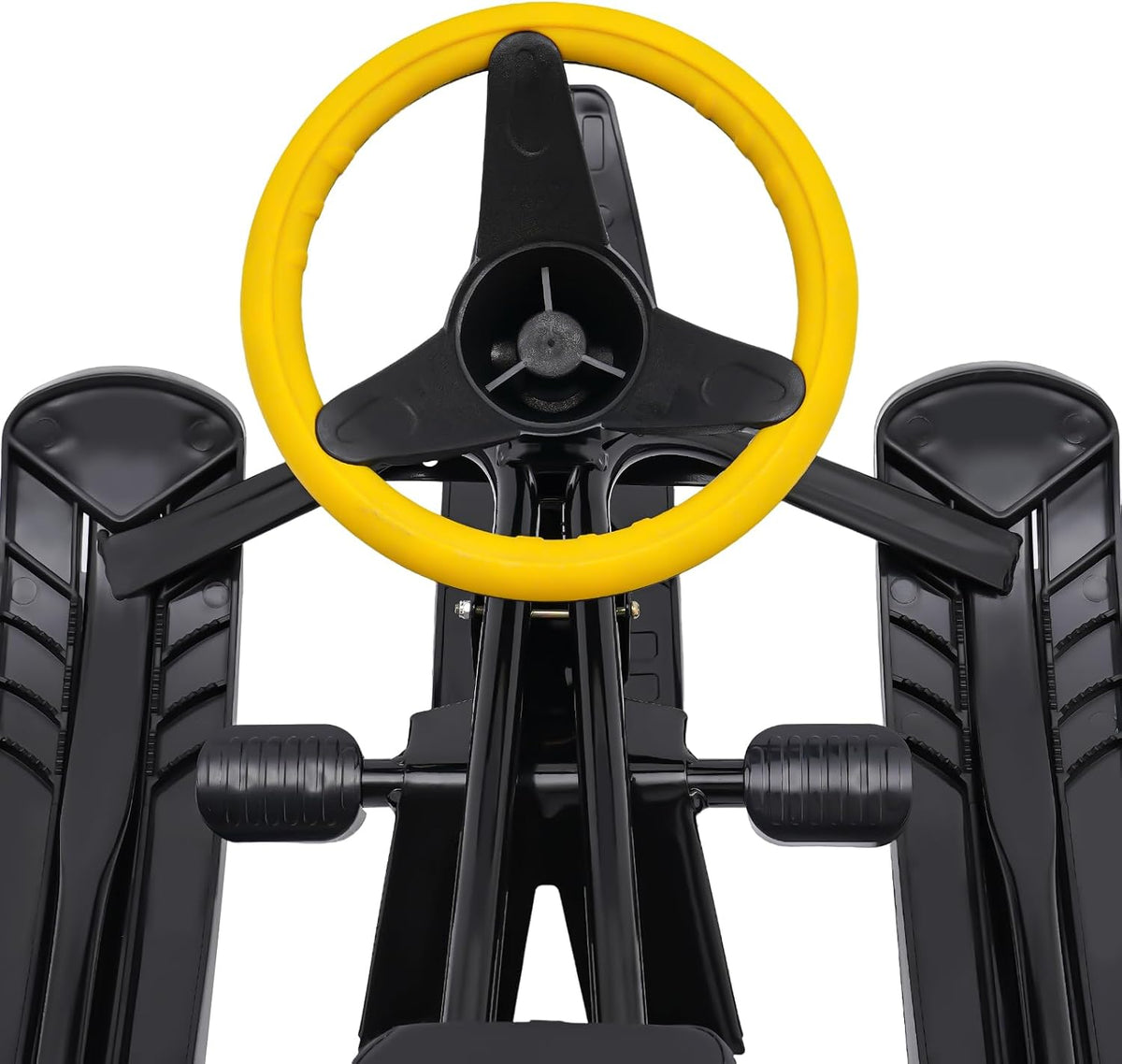 Snow Racer Sled, 220Lbs Capacity Ski Sled Slider Board Kids Teens Winter Sport Sled Metal Snow Sand Grass Slider w/Steering Wheel & Double Brakes for Skiing Ice Skating Sand Skating