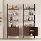 Set of 2 Ladder Shelf with Storage Cabinet,71”Wall Mounted Ladder Bookshelf