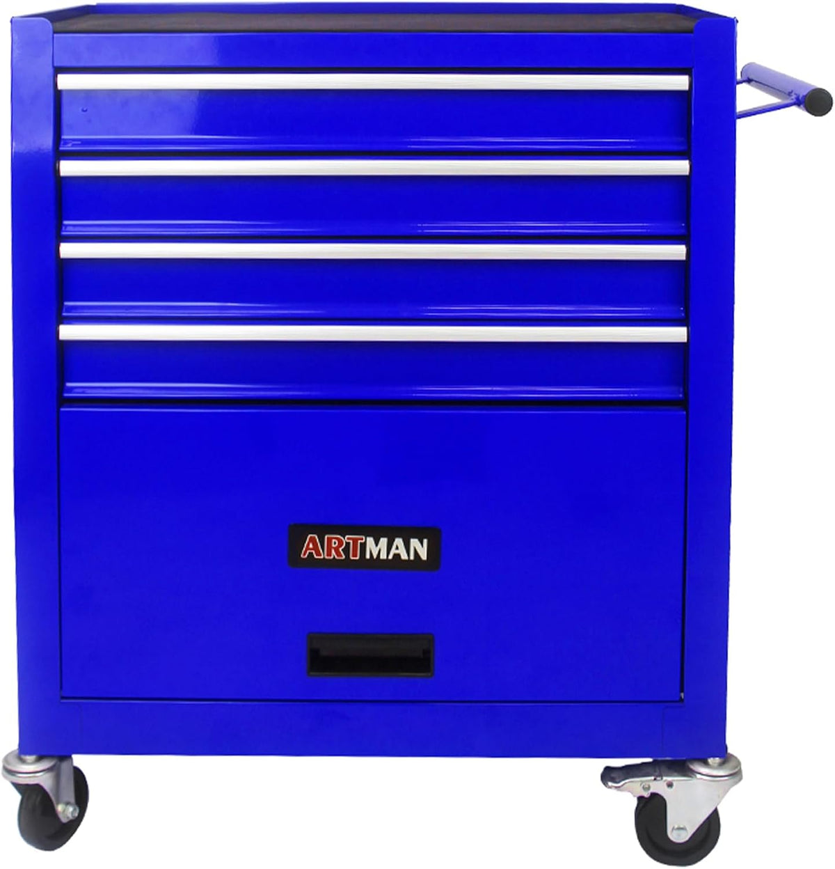 4-Drawer Tool Cart on Wheels, Drawers Rolling Tool Chest with 1 Cabinet, Mobile Trolley Organizer Tools Box with Locking Wheels & Ball Bearing Drawers for Garage,Warehouse,Repair Shop (Blue)