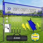 Portable Volleyball Net Set for Backyard, Adjustable Width (32/26/20FT) & Height, Anti-Sag Tension Design for Outdoor Stability, PU Volleyball with Pump, Carry Bag