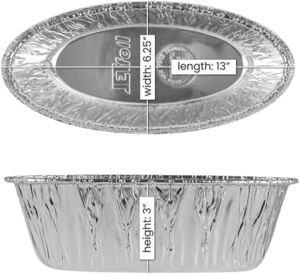 JetFoil Oval Disposable Aluminum Loaf/Challah Pans 5lb - Foil Disposable Loaf Pans for Baking Cakes - 100% Recyclable Tins Containers - Perfect for Cookware - 120 Count, BS550