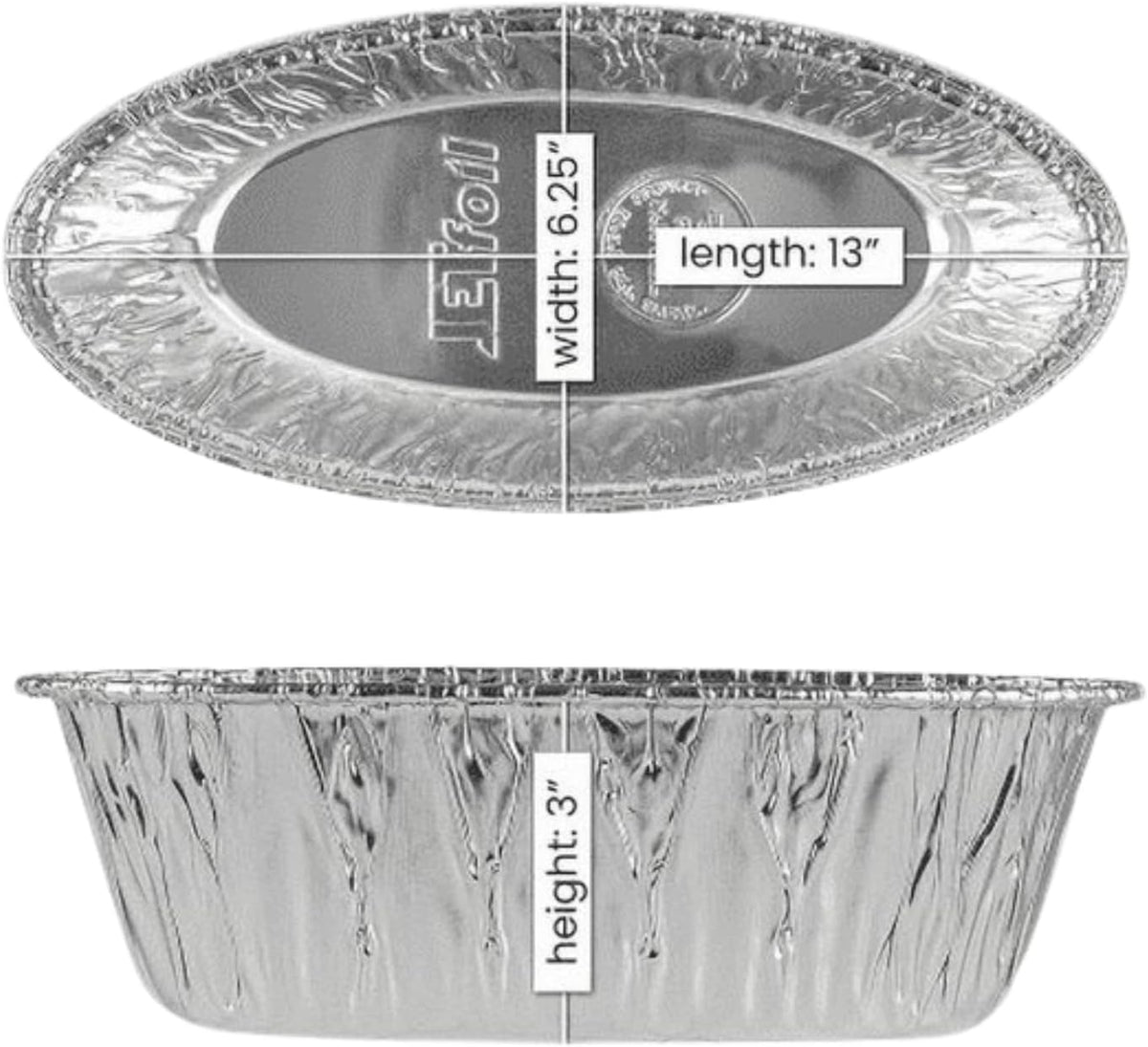 JetFoil Oval Disposable Aluminum Loaf/Challah Pans 5lb - Foil Disposable Loaf Pans for Baking Cakes - 100% Recyclable Tins Containers - Perfect for Cookware - 120 Count, BS550