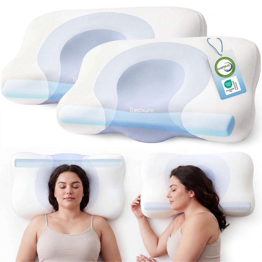 Bedsure Cervical Neck Pillow - Ergonomic Orthopedic Memory Foam Pillows