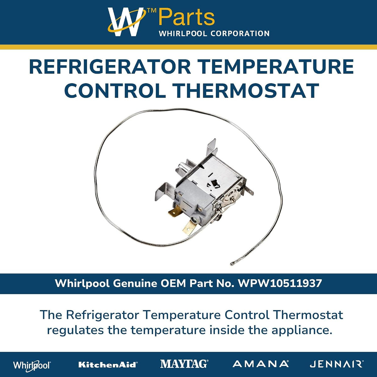 Whirlpool WPW10511937 Genuine OEM Refrigerator Temperature Control Thermostat Replacement Part - Replaces 2325701, 2201754, and W10511937