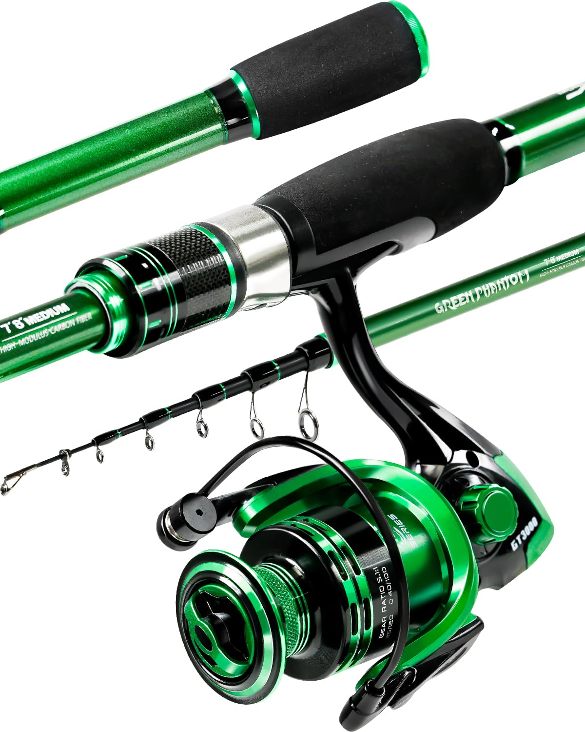Ghosthorn Telescopic Fishing Rod and Reel Combo,Spinning Travel Kit