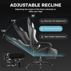 GTPLAYER Gaming Chair, Computer Chair with Footrest and Lumbar Support, Height Adjustable Game Chair with 360°-Swivel Seat and Headrest and for Office or Gaming (Pearl White)