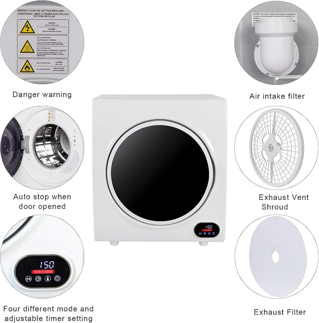 Winado 2.6 Cu.Ft Portable Dryer with Exhaust Hose, LCD Control Panel
