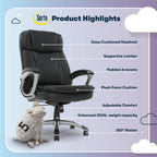 Serta Ergonomic Big and Tall Executive Office Chair Lumbar Support, Leather