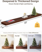60 inch Long Walnut Floating Shelf for Wall, 8" D Fireplace Mantel