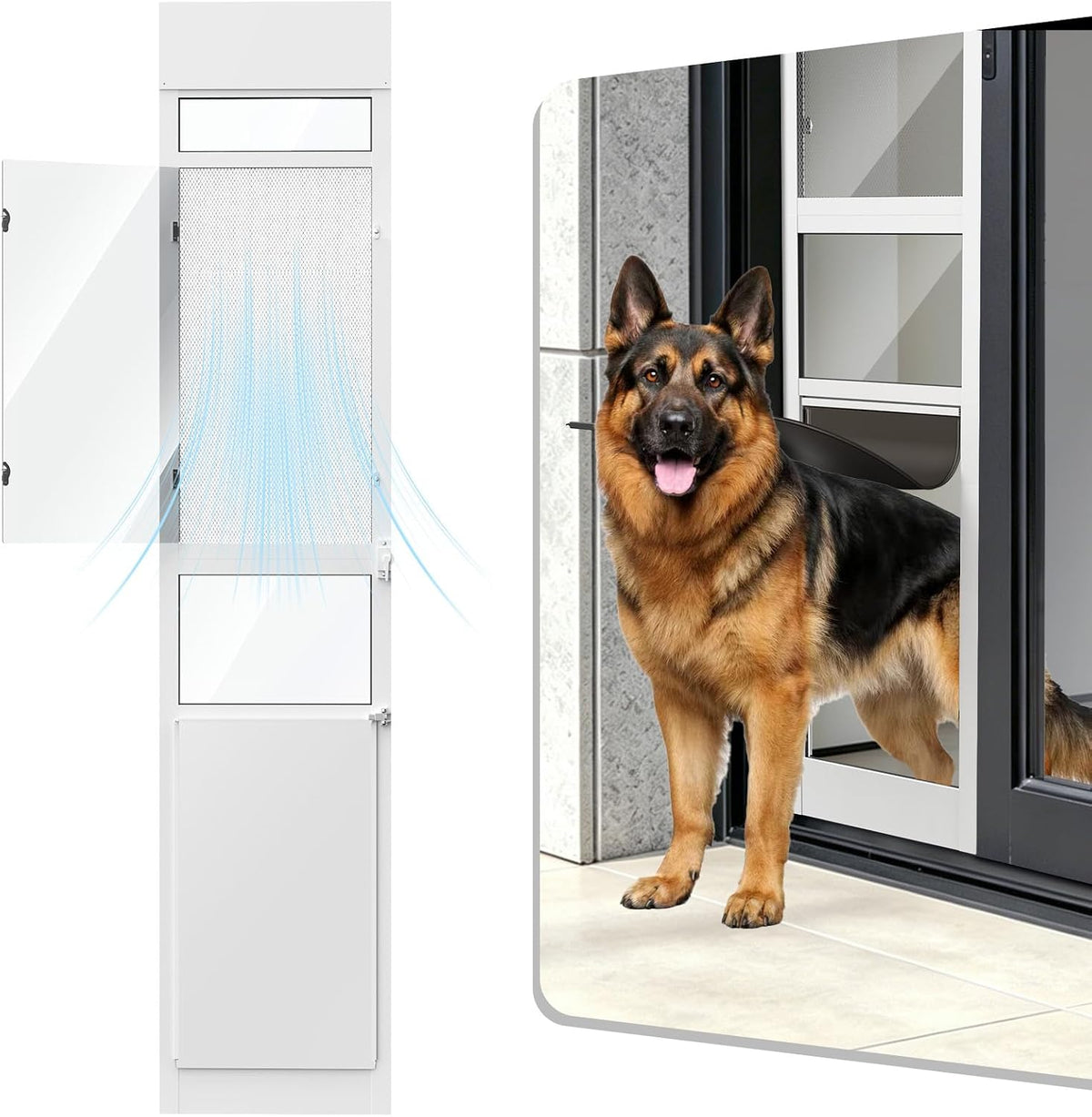 Dog Door for Sliding Glass Door with Screen Design for Large Dogs