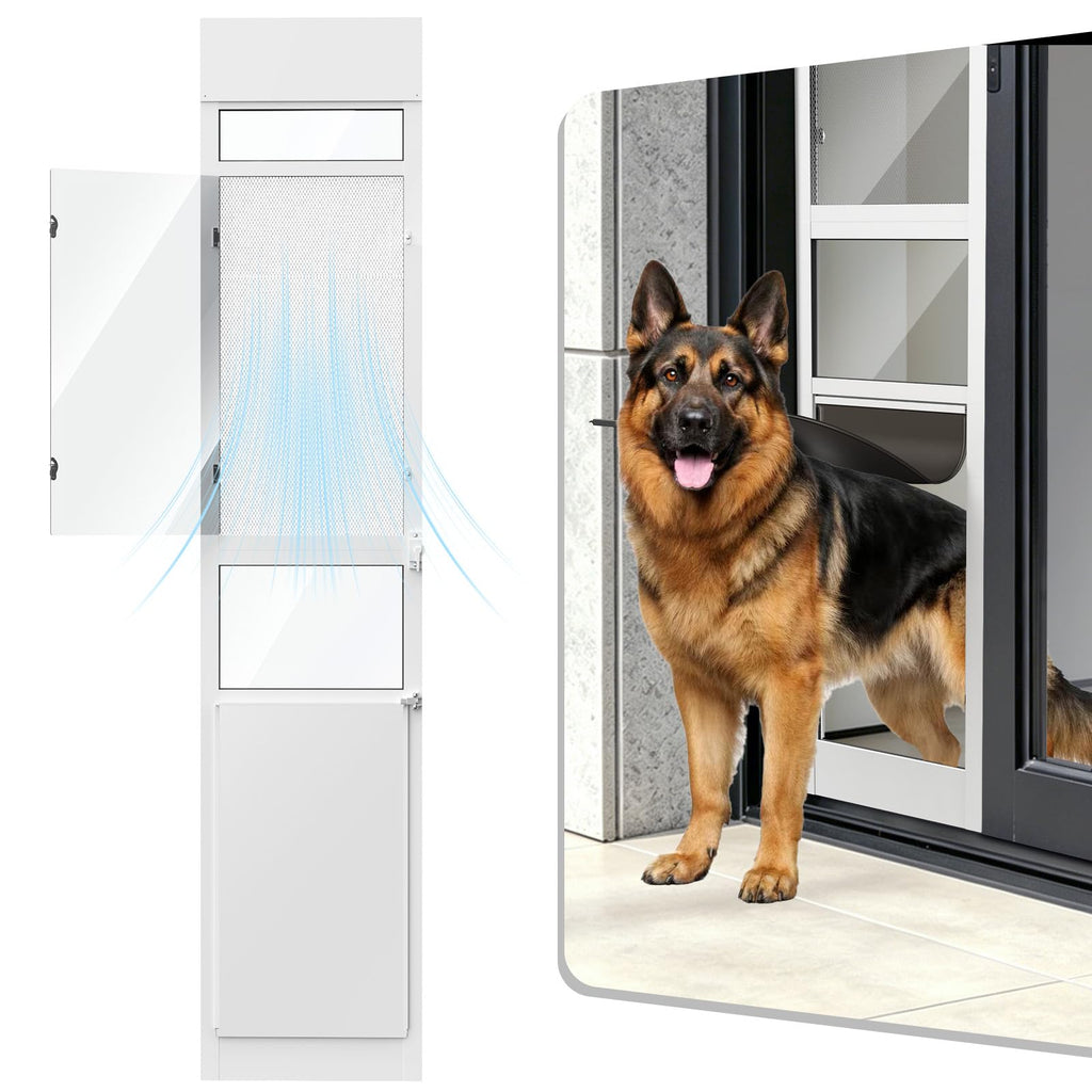 Dog Door for Sliding Glass Door with Screen Design for Medium Dogs
