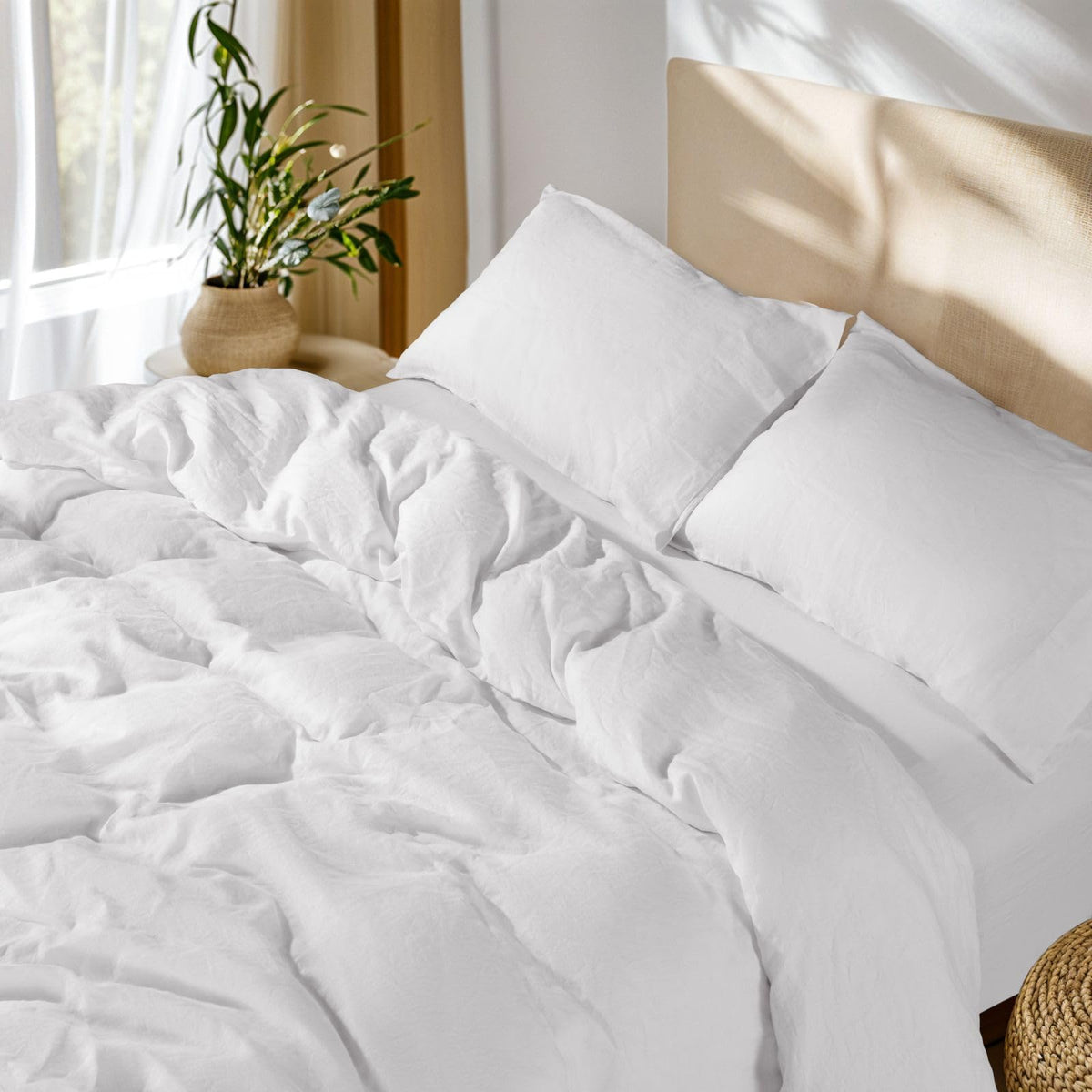 SONORO KATE 100% French Linen King Duvet Cover Set,Zipper Closure,3PC