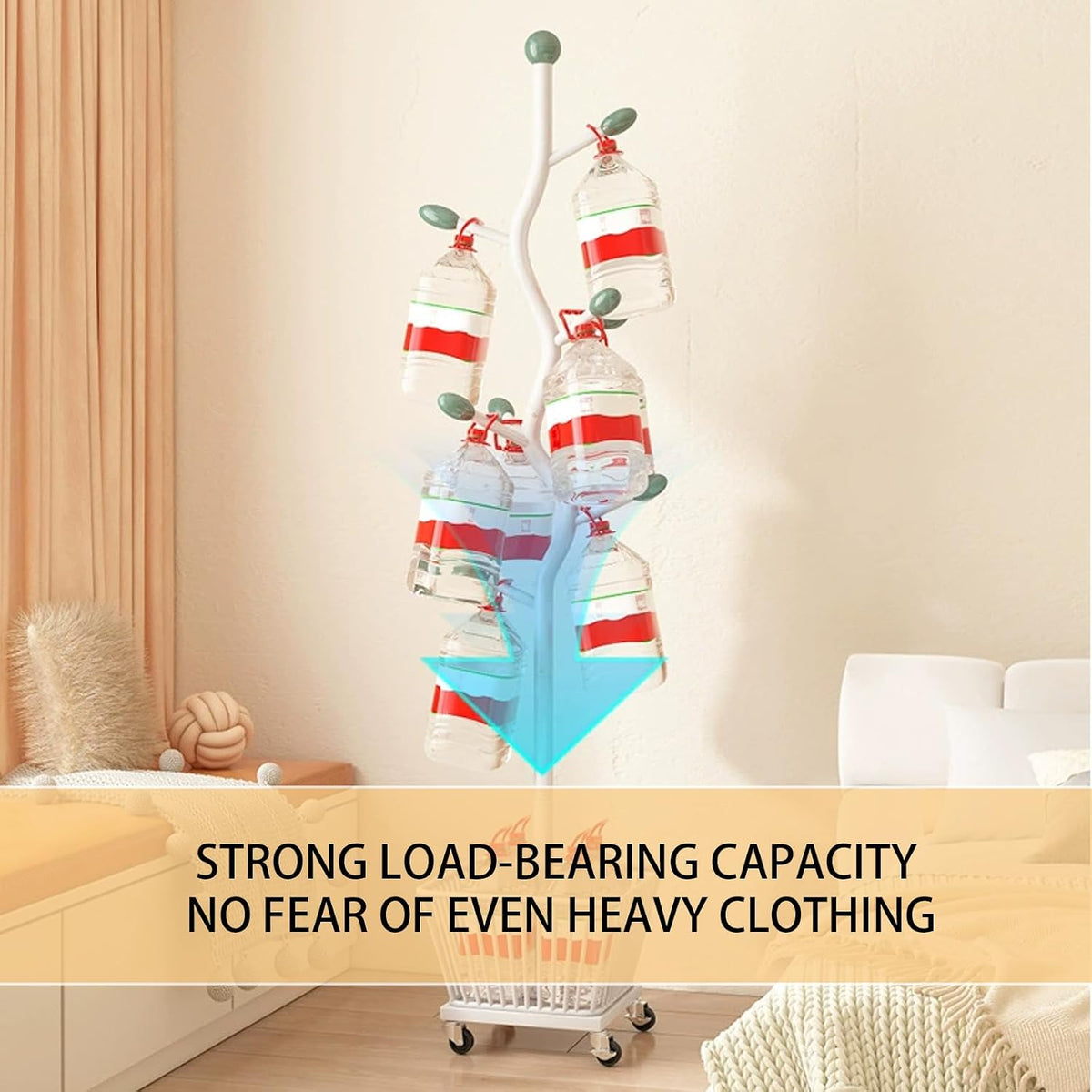 Freestanding Portable Metal Coat Rack Tree-shaped Coat Stand with Storage Basket Coat Rack Stand Perchero Para Colgar Bolsas Suitable for Bedrooms Offices Hallways and E Glossy Silver 12.59in*68.89in