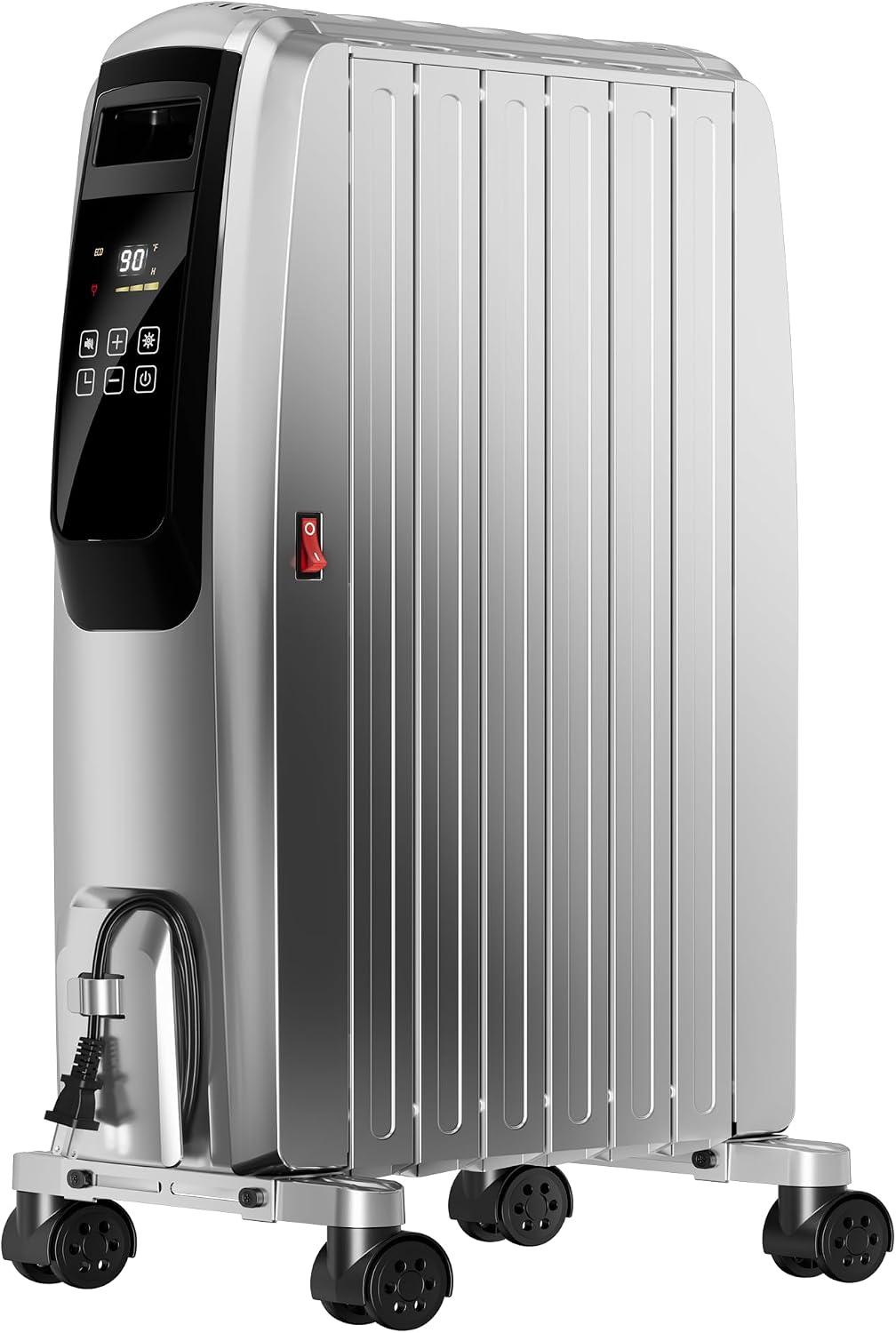 AKIRES Oil Filled Radiator Heater, 1500W Electric Heater with Thermostat, Space Heaters for Large Room，Heaters with ECO Mode, 24H Timer, Tip-over & Overheat Protection for Indoor Use