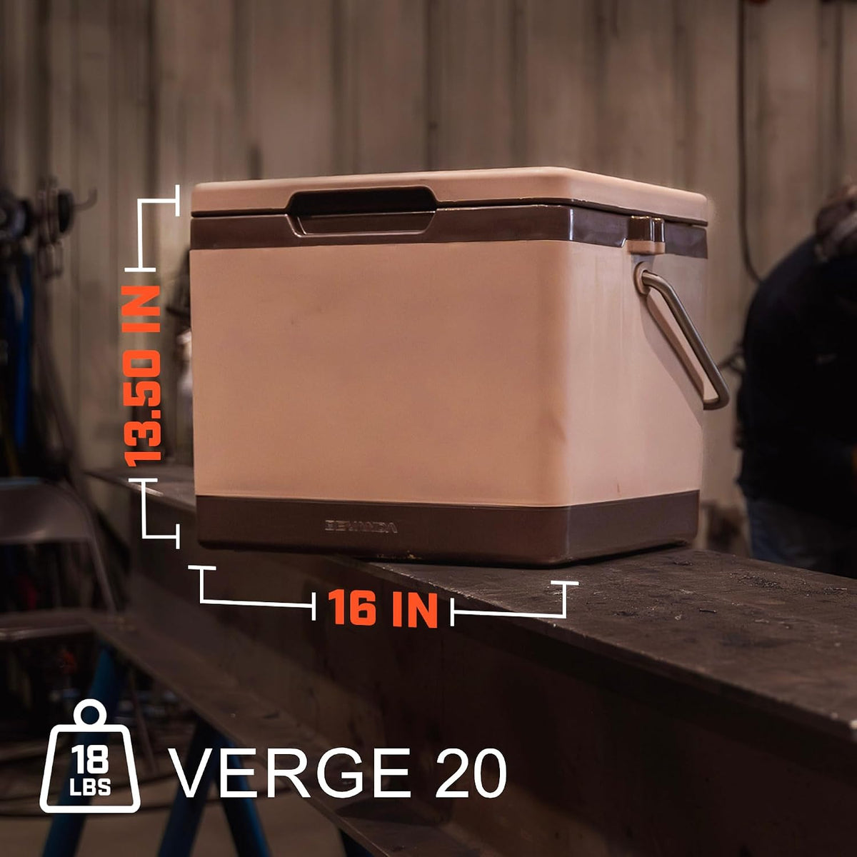 Bevanda - 20qt Verge Insulated Lunch Box - Durable Cooler with Magnetic Ice Packs - Hard Shell Cooler for Jobsite & All Day Temperature Control