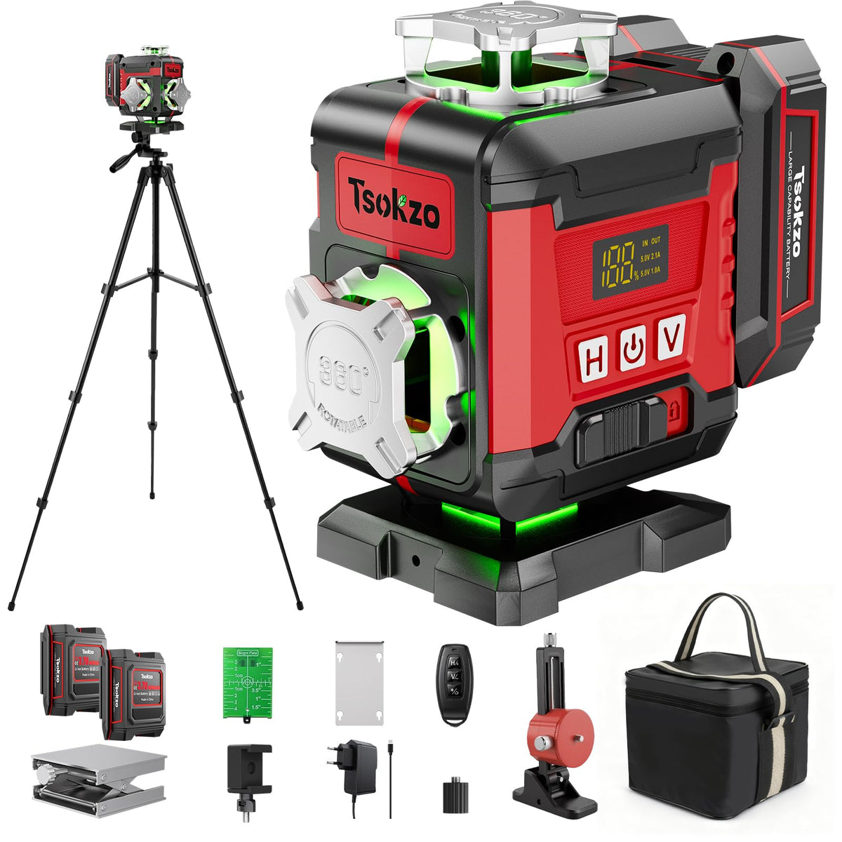 16 Lines Laser Level with Tripod, 4 X 360° Self Leveling for Construction