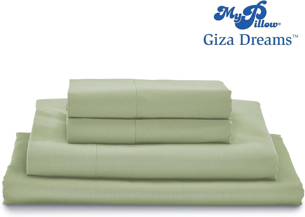 MyPillow Giza Dreams Bed Sheets, 100% Certified Giza Egyptian Cotton, Deep Pocket, Sateen Weave [Queen, Sage]