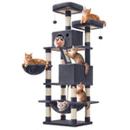 Feandrea Cat Tree, 81.1-Inch Large Cat Tower, Multi-Level Condo, Green