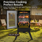 30-inch Electric Vertical BBQ Smoker with Temperature Control, 3 Cooking Grates, Water & Wood Trays, Leg Kit, 725 sq in for Outdoor Backyard, Black