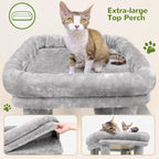 Globlazer Heavy Duty Cat Trees for Big Cats Maine Coon, F61, Light Grey