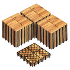 Goplus 12-Pack Acacia Wood Interlocking Deck Tiles (12 PCS,Brick)