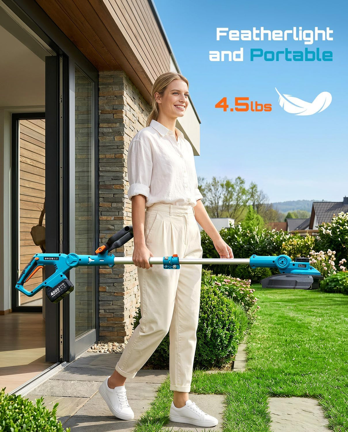 SEESII 13" String Trimmer Electric Weed Wacker with 2x4000mAh Batteries