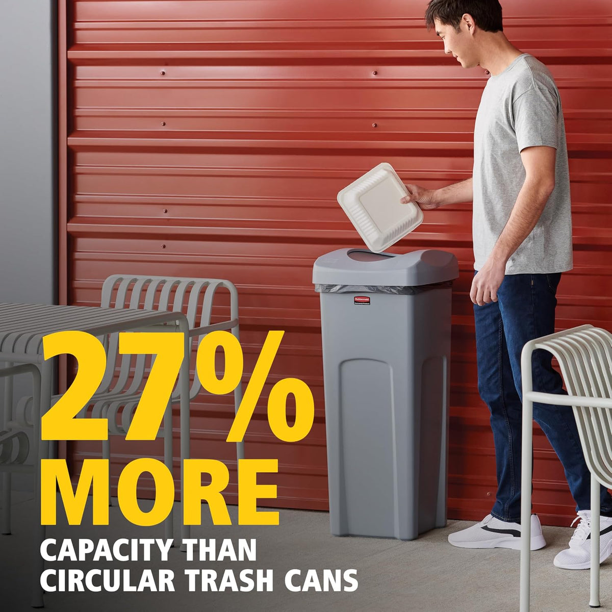 Rubbermaid Commercial Products Untouchable Trash Can with Lid, Gray, 23-Gal
