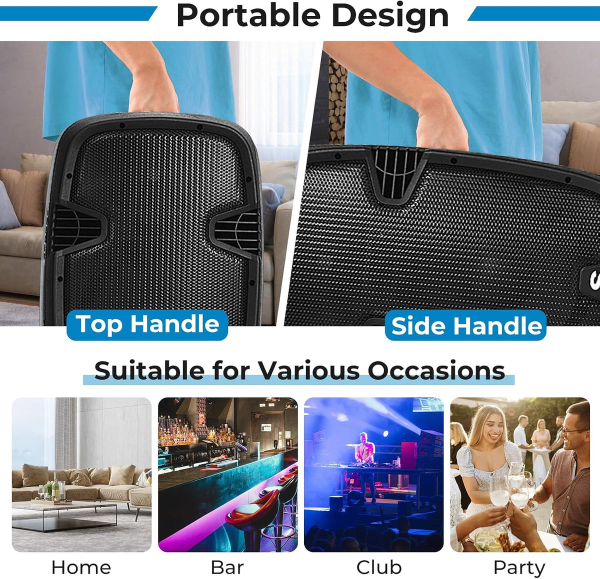 COSTWAY 2-Way 15'' Speaker System, All-in-One Speaker Set, Bluetooth, USB, SD, Wired Microphone, Adjustable and Sturdy Stand, Easy to Carry with Built-in Rod, Wide Application in Anniversary