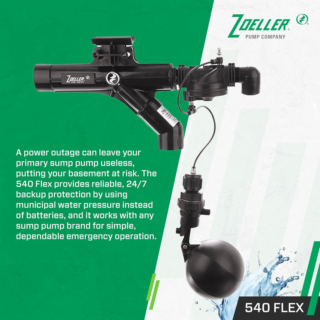 Zoeller 540 FLEX Water-Powered Backup Sump Pump System
