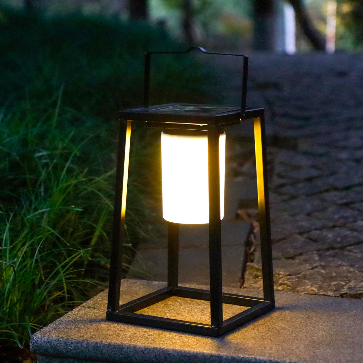 TRIROCKS Set of 4 Outdoor Solar Lantern Portable Brightness LED Nightstand Lantern Portable Solar Lamp IP44 Waterproof Touch Control Outdoor Table Lamp Cordless Lights for Patio Walking Camping Garden