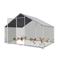 Aoxun Large Metal Chicken Coop, Outdoor Chicken Runs for Yard with Cover, Spire Roof Hen House Enclosure with Security Lock, Walk-in Cage Peak Hen House for Yard Farm (10x20x6.4 FT)