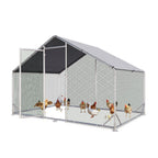 Aoxun Large Metal Chicken Coop, Outdoor Chicken Runs for Yard with Cover, Spire Roof Hen House Enclosure with Security Lock, Walk-in Cage Peak Hen House for Yard Farm (10x20x6.4 FT)
