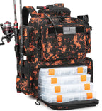 Tactical Fishing Backpack with 4 Tackle Boxes, Rod Holders & Bottle Holder