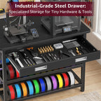 3D Printer Stand with Filament Storage - Heavy Duty 3D Printer Table with Metal Drawer, 36 inch 3 Tier Metal 3 D Printing Desk for 3 D Printers, Black