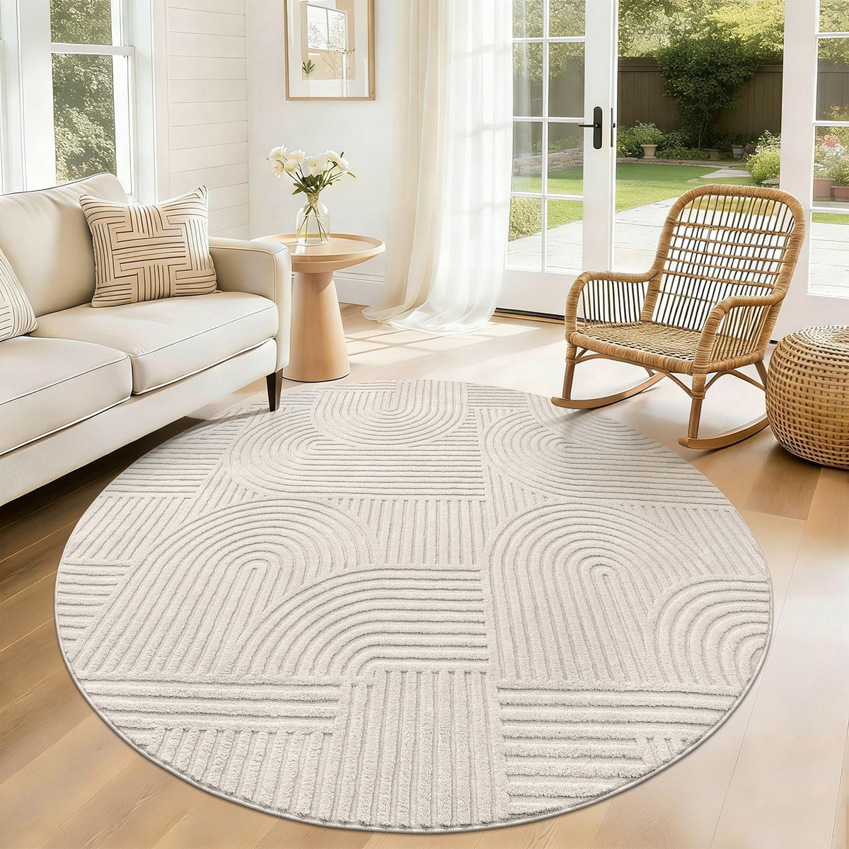 Pauwer 6x9 Area Rugs for Living Room, Modern Non Slip Washable Rug, Beige
