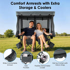 Suteck Double Camping Chair with Canopy, 660lbs Folding Loveseat with Shade