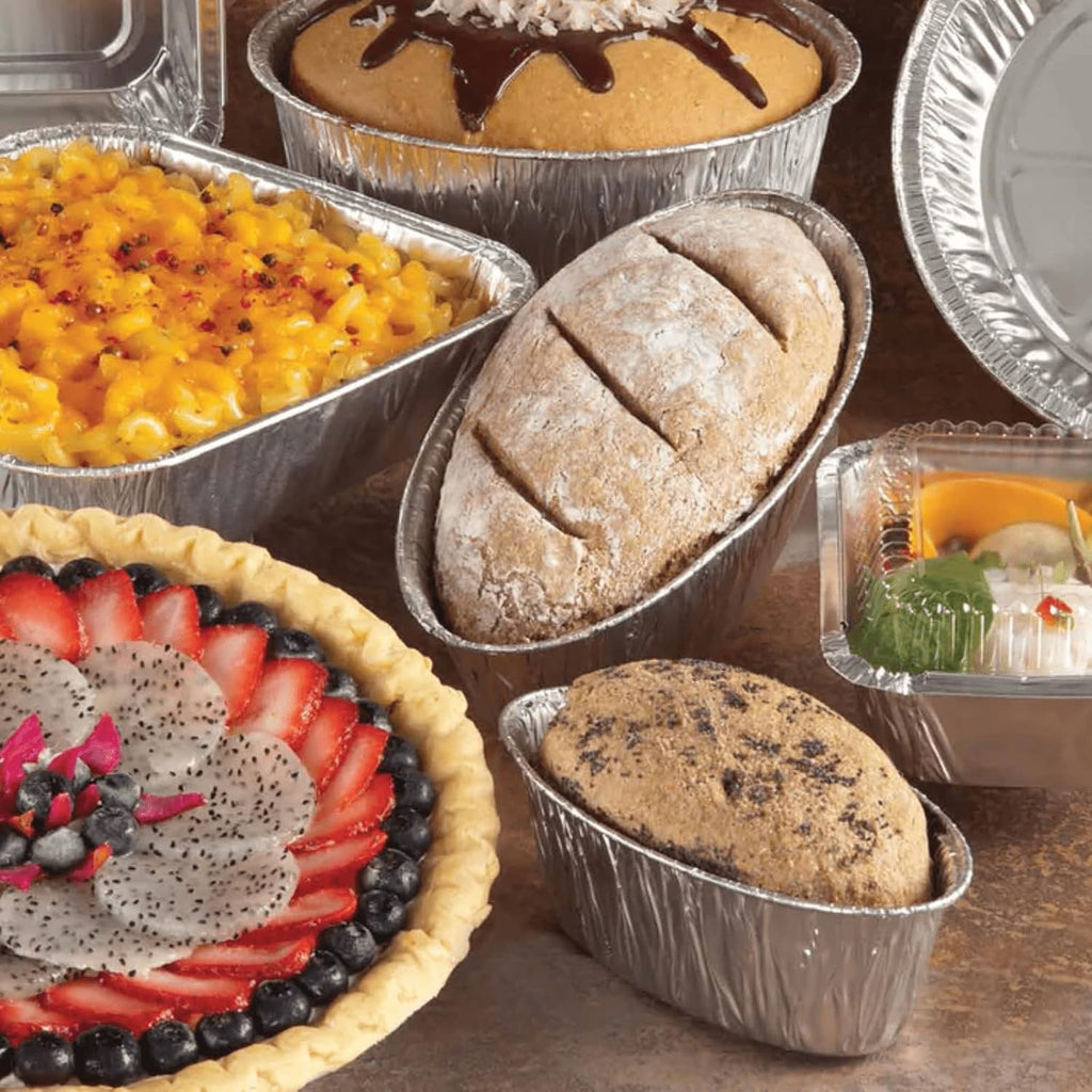 JetFoil Oval Disposable Aluminum Loaf/Challah Pans 5lb - Foil Disposable Loaf Pans for Baking Cakes - 100% Recyclable Tins Containers - Perfect for Cookware - 120 Count, BS550