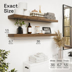 Solid Wood Floating Shelves for Wall 36 Inches Long, Walnut Wooden Shelf