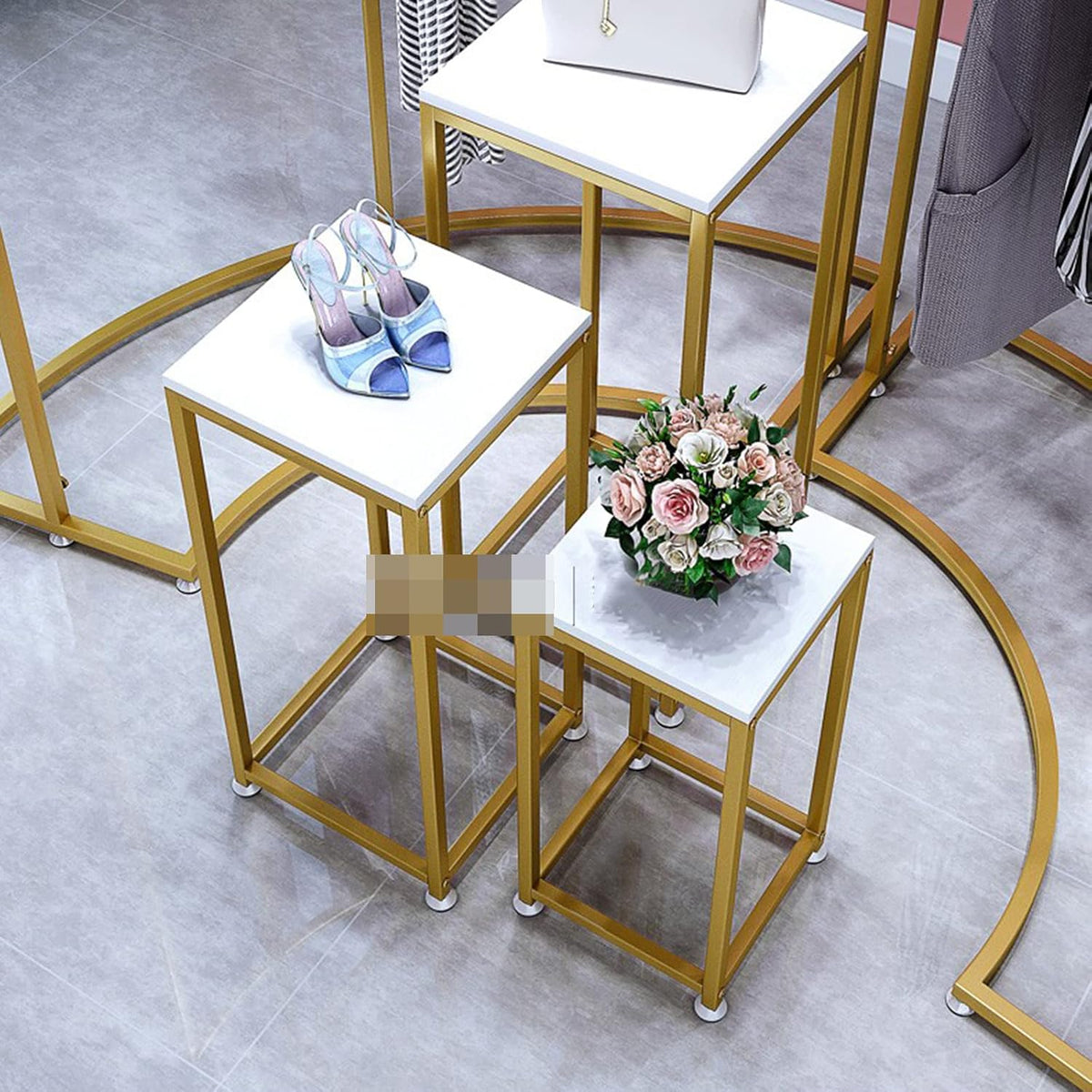 Floorstanding Coat Rack, Minimalism Metal Clothes Hanging Rail, Half Round Single-Pole Clothing Storage Display Rack, for Clothes Store, Gold(Size:87 * 45 * 133CM,Color:Gold)