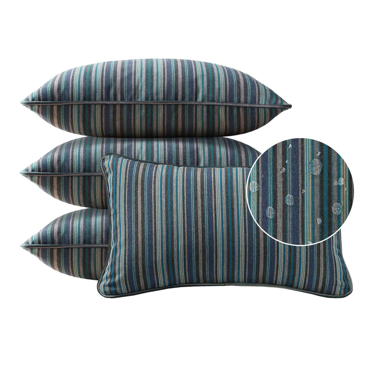 Sunbrella Decorative Outdoor Water Repellent Throw Pillows with Inserts, Set of 4, 18" x18" Pillows for Patio, Backyard, Bed, Couch, and Patio Furniture, Specrtum Pebble