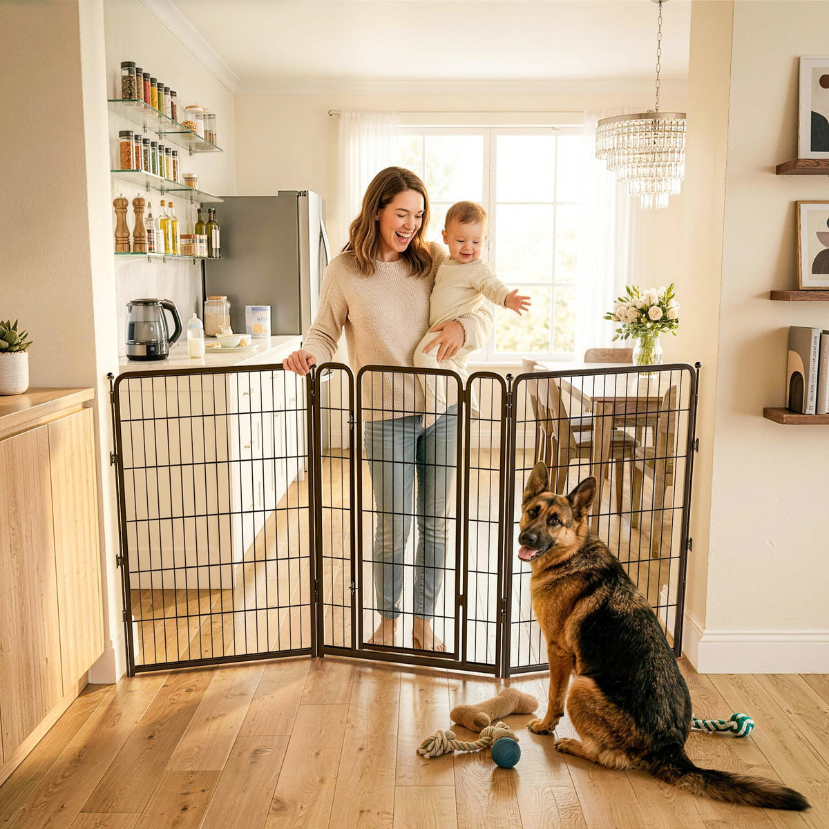 FXW Dog Gate, Extra Wide Adjustable for Openings Up to 111", 32" H