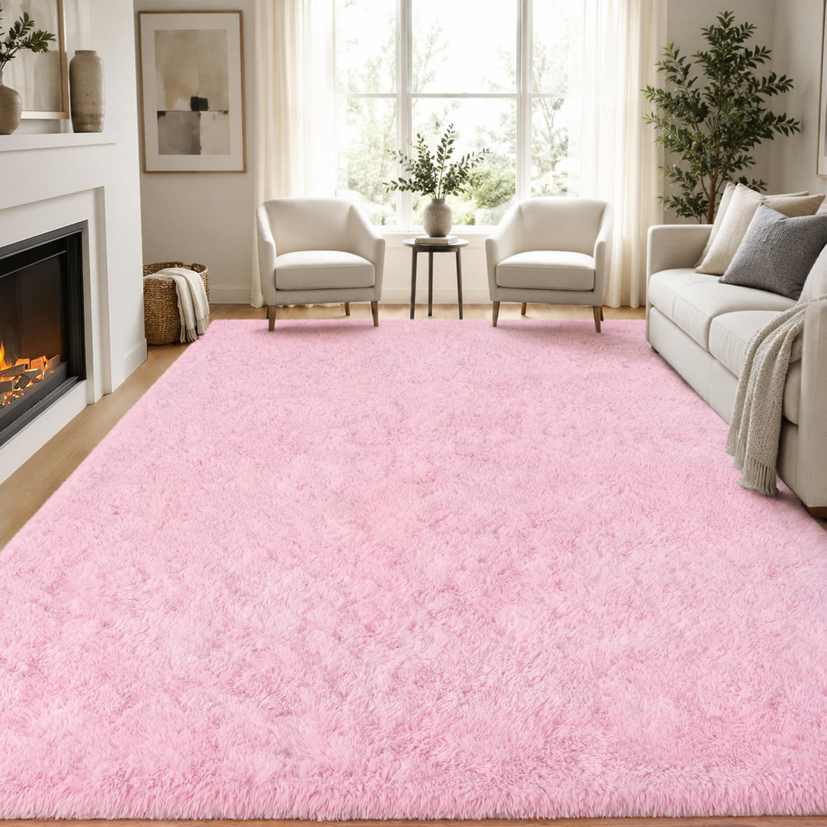 PLHXFR 9x12 Area Rugs Living Room: Fluffy Bedroom Soft Shag Rug Black Grey