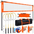 32FT Volleyball Badminton Combo Net Set System, 4 Heights Adjustbale