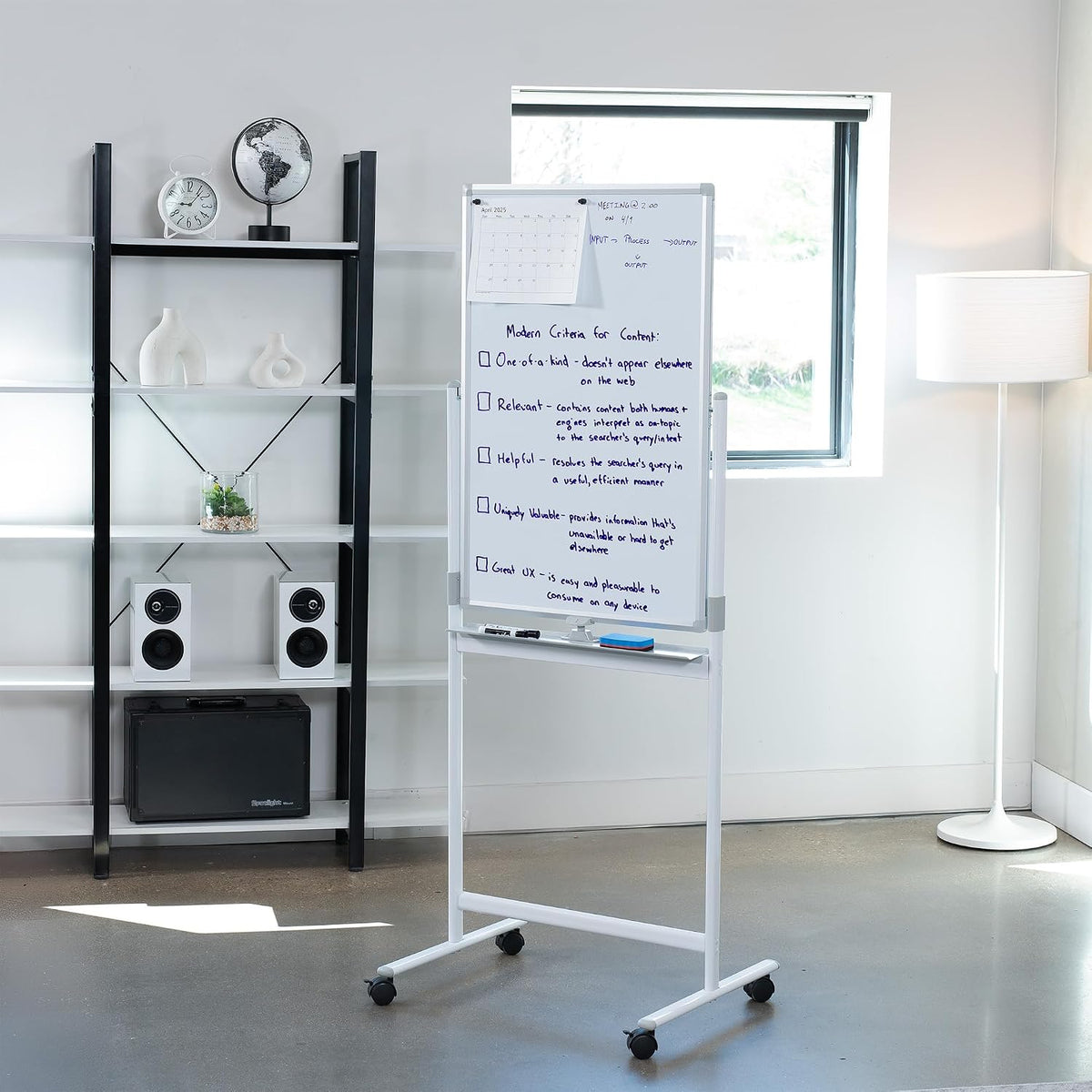 VIVO White Mobile 24 x 36 inch Double Sided Whiteboard, CART-WB24A