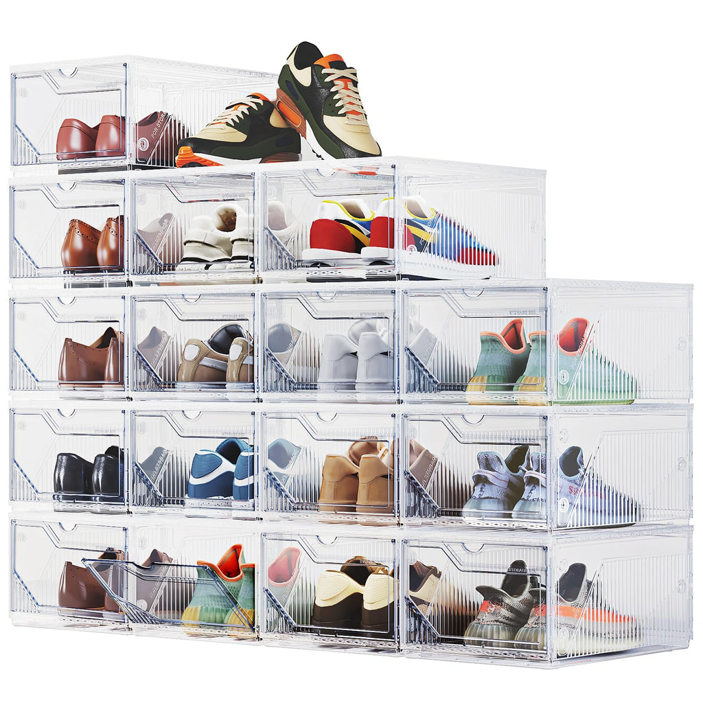 BROVIEW XX-Large Shoe Sneaker Storage Boxes for Size 14, 12 Pack Shoe Boxes