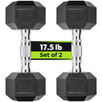 HANDBODE Hex Dumbbell Set of 2, Rubber Encased Fixed Dumbbells, 2.5-65 lb