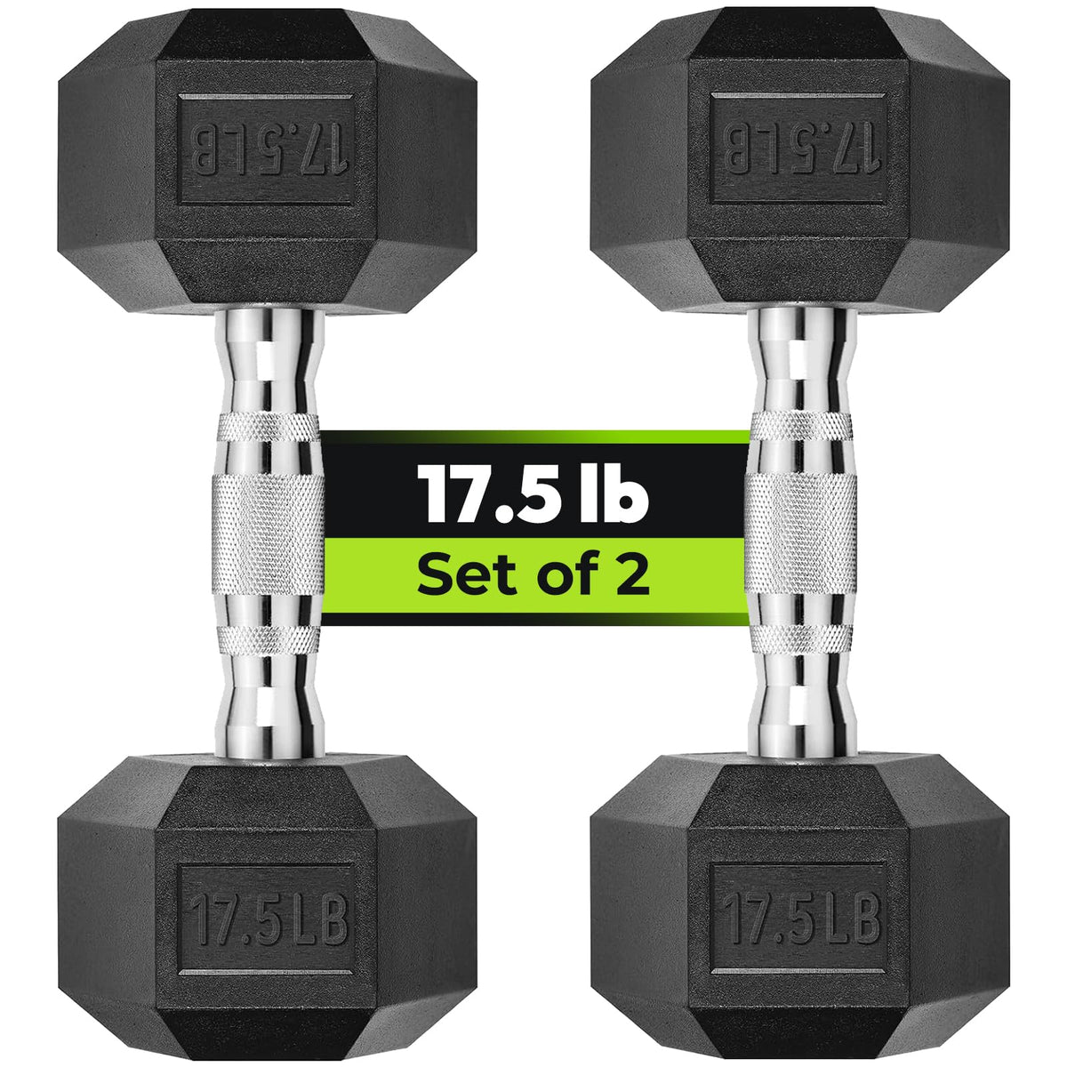 HANDBODE Hex Dumbbell Set of 2, Rubber Encased Fixed Dumbbells, 2.5-65 lb